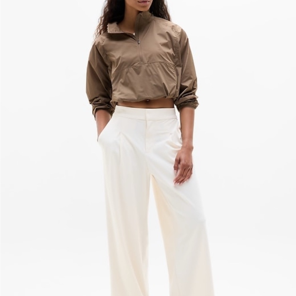 Athleta Cream Wide-Leg Pants Flowing Silhouette - Picture 2 of 3